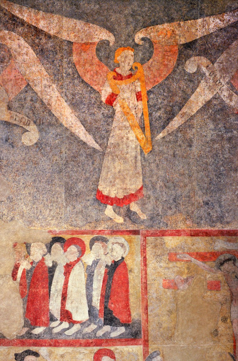 Loire Atlantique N* 080 - St-Sulpice des Landes - Église dite du vieux bourg - fresques du 15e siècle - Ange de la voûte jouant du rebec (viole) - Unbekannt