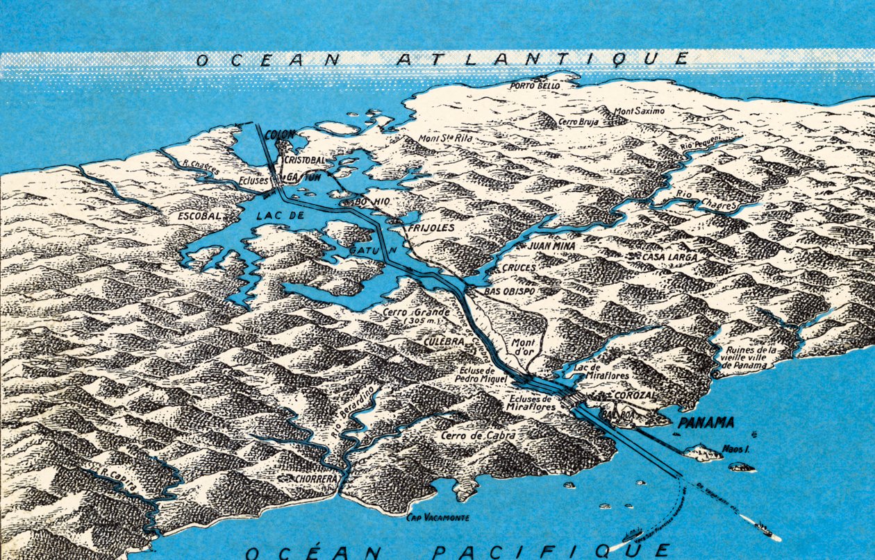 Carte du canal de Panama - Unbekannter Künstler
