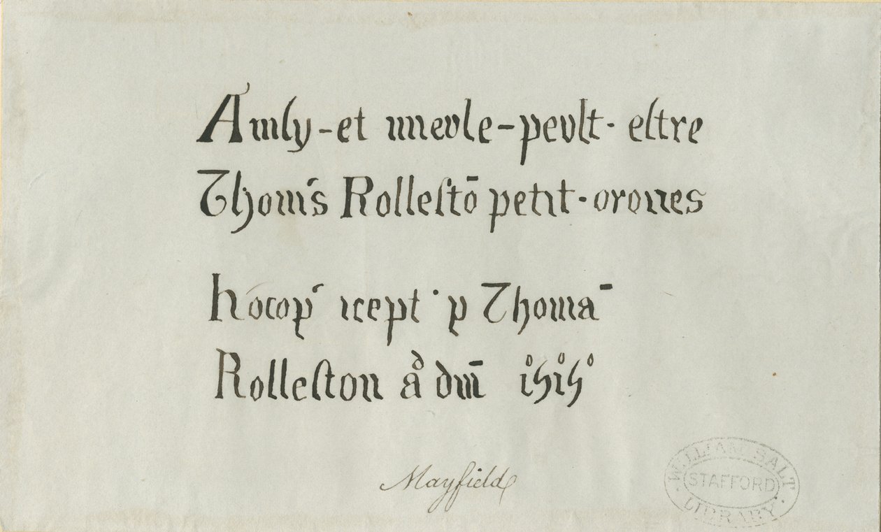 Église de Mayfield - Inscription à Thomas Rolleston : dessin à la plume, nd [?XVIIIe siècle] - Unbekannt