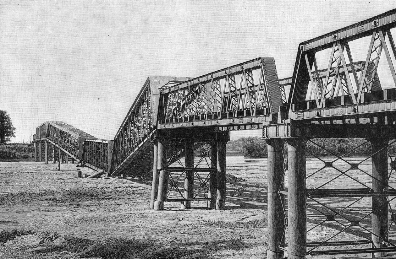 Pont ferroviaire de Nagara Gawa après le tremblement de terre au Japon le 23 octobre - Unbekannt