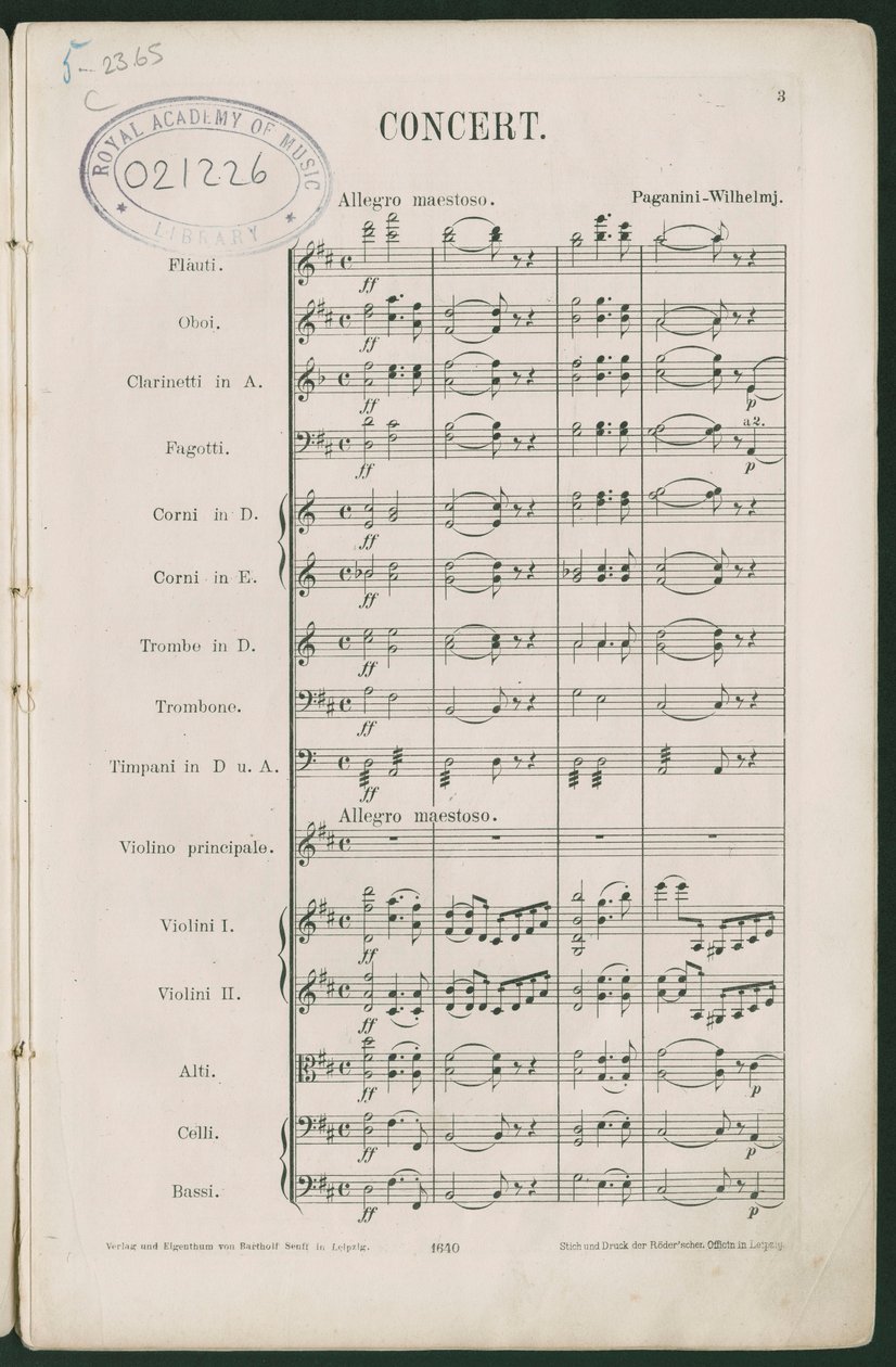 Concerto pour violon n° 1 de Paganini, op 6 - Unbekannter Künstler