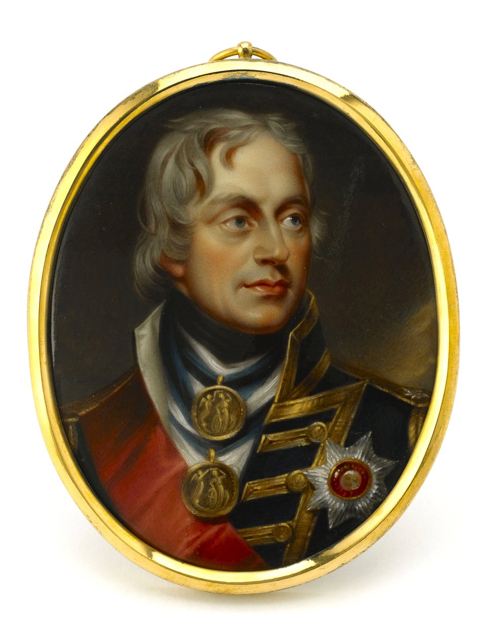Miniature peinte, représentant le vice-amiral Horatio Nelson (1758-1805). Montée sur un pendentif en cuivre et émail, début du 19e siècle, portrait de Henry Pierce Bone (1779-1855) - Unbekannter Künstler