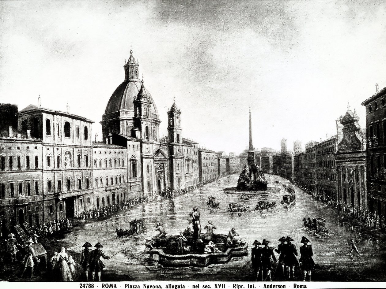 Piazza Navona à Rome, estampe du XVIIe siècle conservée à Rome - Unbekannt