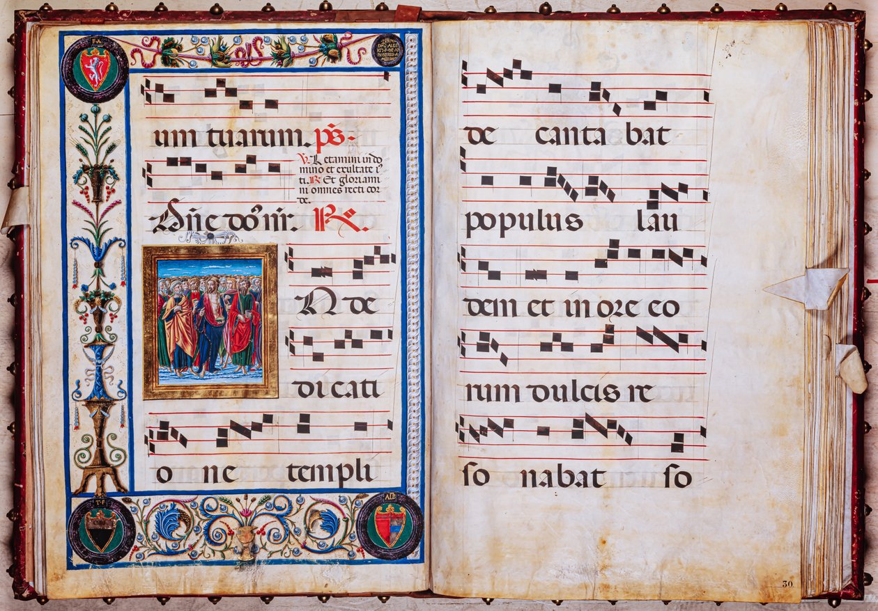 Bibliothèque Piccolomini : livre de chœur, cod. 26.R, ff. 29v-30r avec « Christ et tous les saints » - Unbekannter Künstler