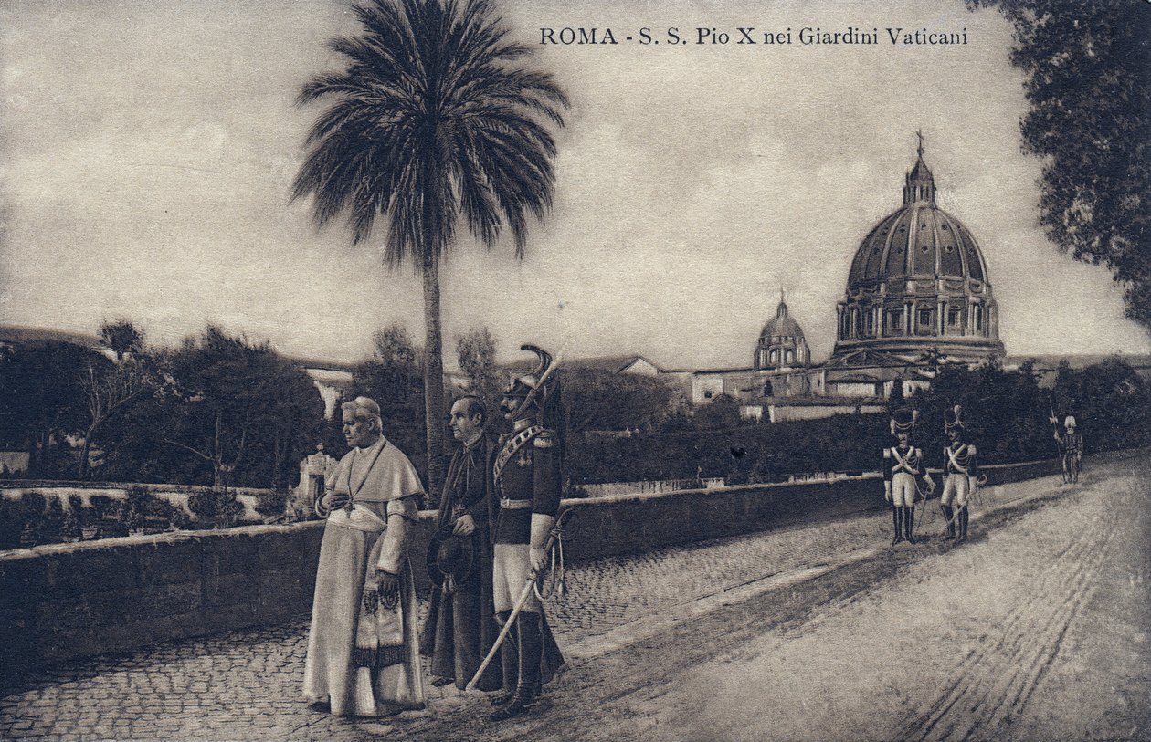 Le pape Pie X (1835-1914) marchant dans les rues de Rome - Carte postale 1903-1914 - William M. Timlin