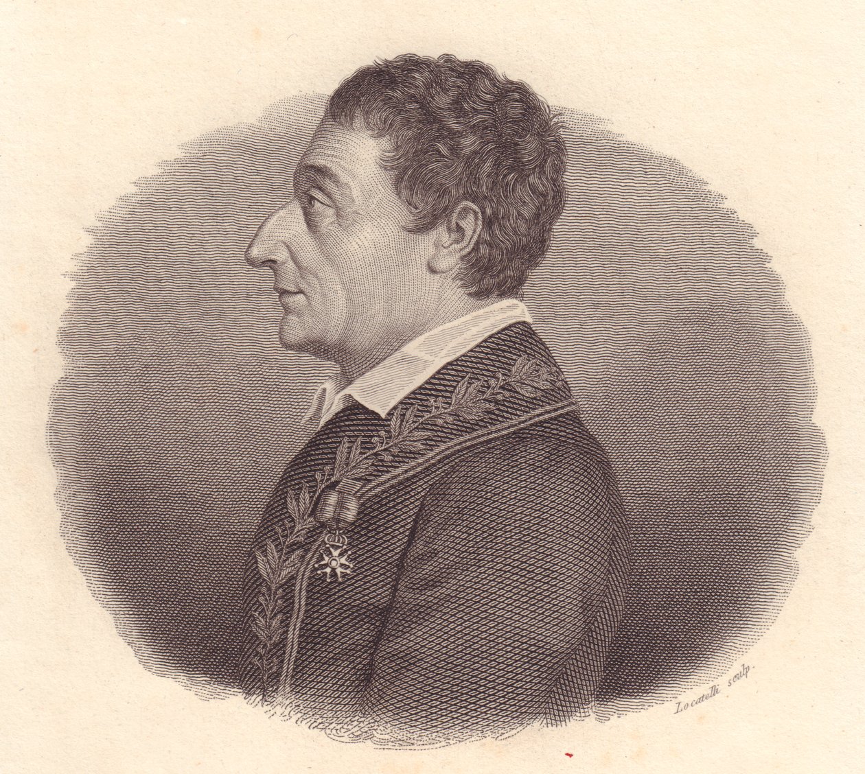 Portrait du mathématicien et astronome italien Joseph-Louis Lagrange, ou Giuseppe Lodovico Lagrangia (1736-1813), gravure sur cuivre de Locatelli d