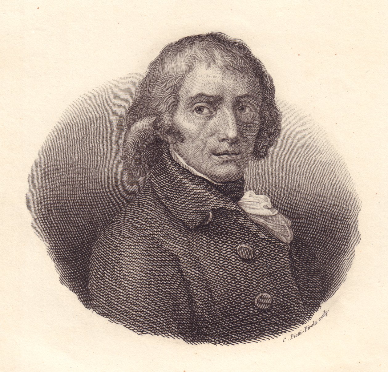 Portrait du poète italien Giuseppe Parini (1729-1799), gravure sur cuivre de Piotti d