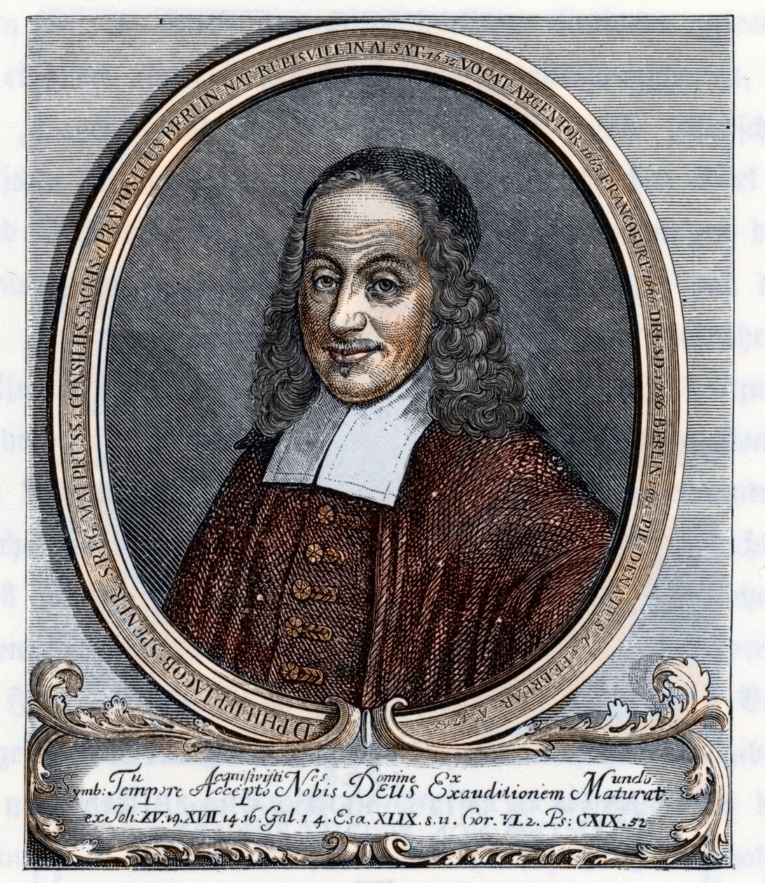 Portrait de Philipp Jacob Spener (Philippe Jacques Spener) (1635-1705) théologien luthérien fondateur du piétisme (piétisme) Gravure de « Germania » par Johannes Scherr 1880. - Unbekannter Künstler