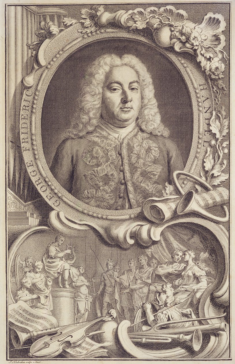 George Frederick Handel (1685-1759), frontispice de "Israel in Egypt", gravé par Jacobus Houbraken (1698-1780) - Unbekannter Künstler