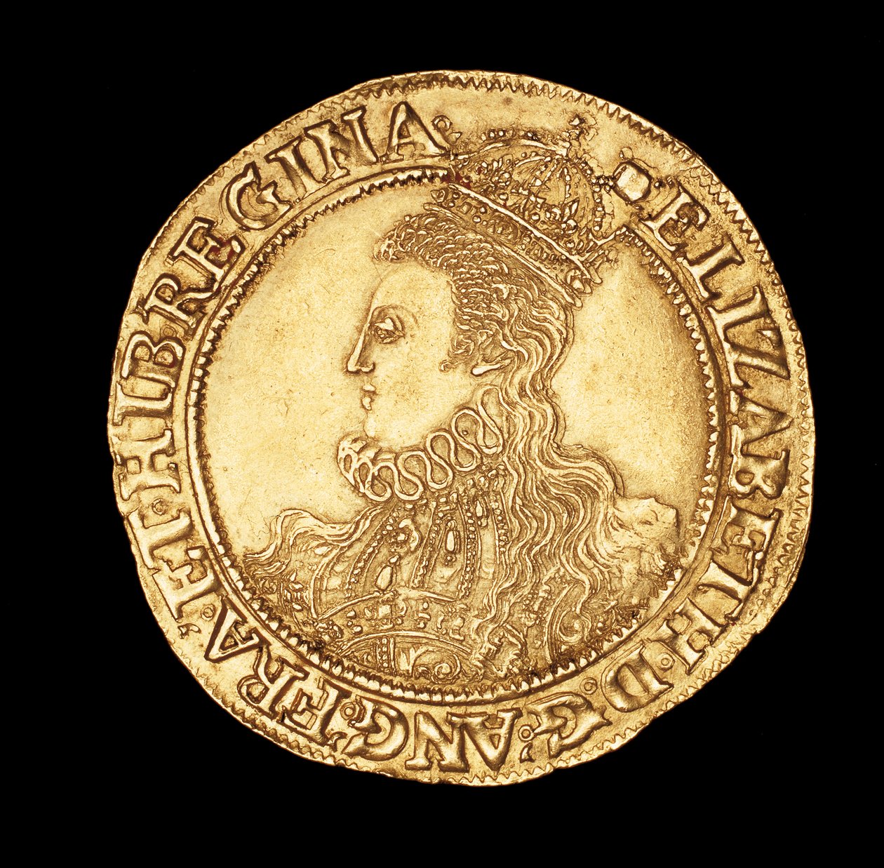 Rare pièce anglaise, portrait de la reine Élisabeth I, livre d