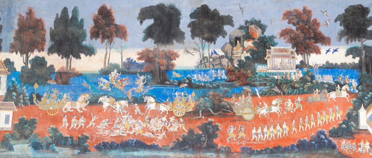 Fresques du Reamker ornant les murs du complexe du palais royal à Phnom Penh, Cambodge - Unbekannter Künstler