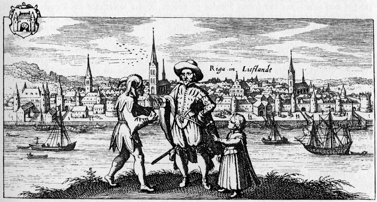 Riga - vue de la ville sur la rive de la rivière Daugava, vers 1700 - Unbekannter Künstler