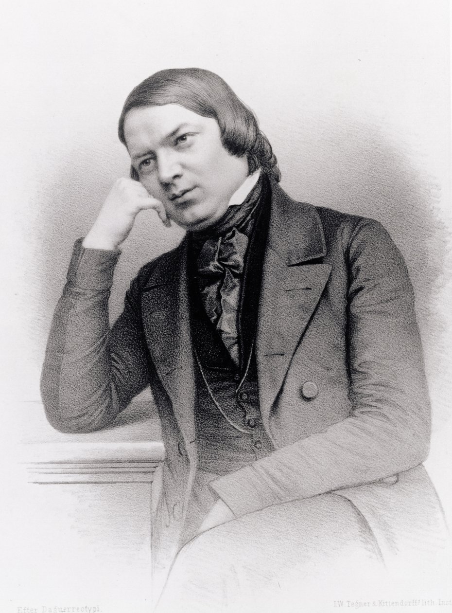 Robert Alexander Schumann (1810-56), compositeur allemand, gravé par Isaac Wilhelm Tegner (1815-93) et Johann Adolf Kittendorff (1820-1902), d