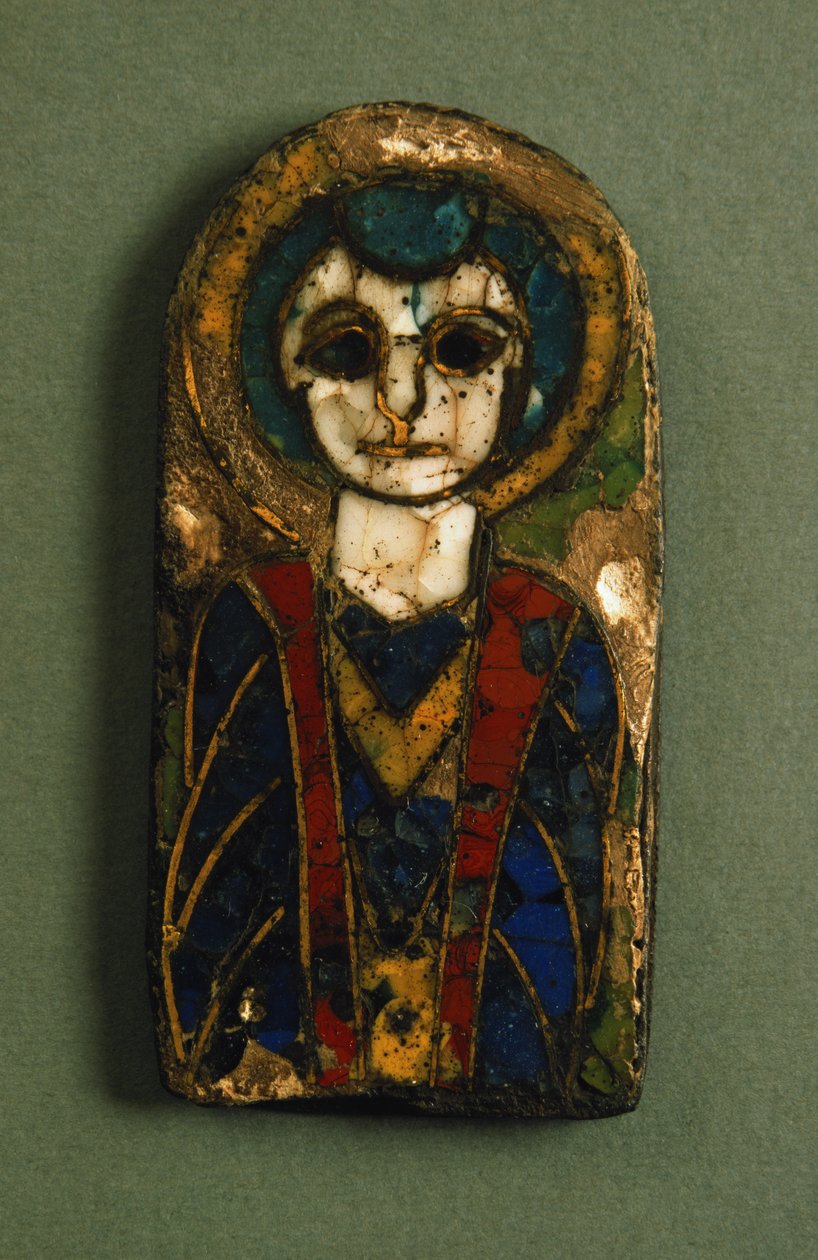 Plaque arrondie, représentant le Christ ou un saint, fin du 9ème siècle (émail) - Unbekannt