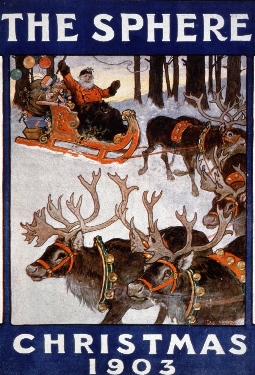 Père Noël et ses rennes - Unbekannter Künstler