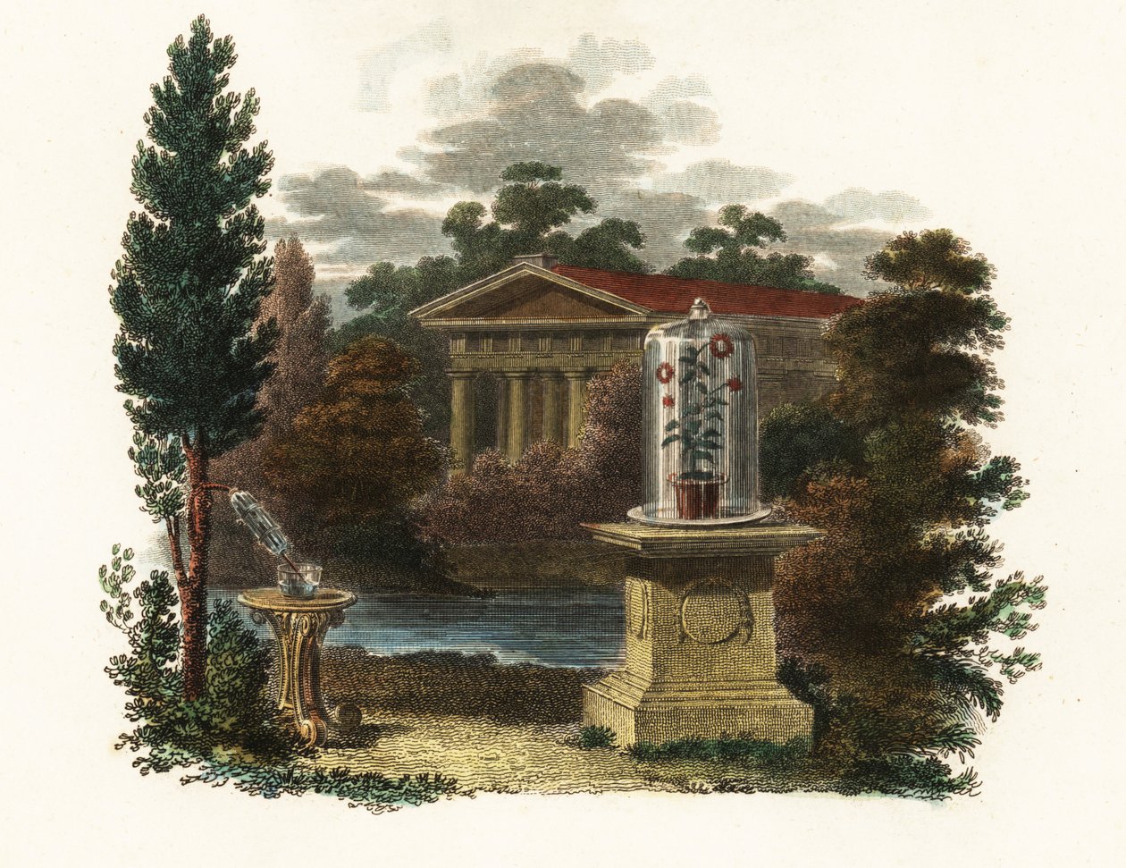 Inventions scientifiques de Stephen Hales dans un jardin - Unbekannter Künstler
