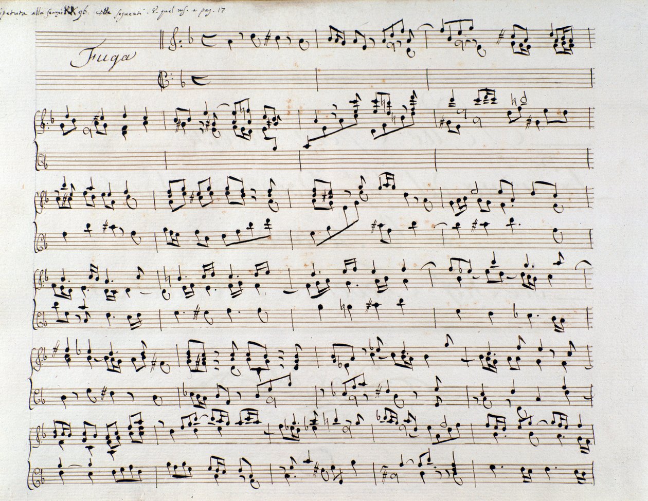 Page de partition musicale pour la fugue de Handel d