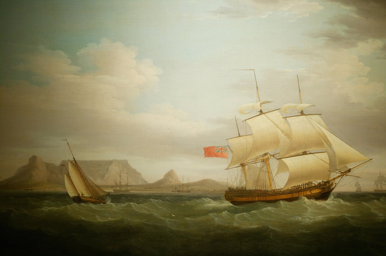 Navire devant Le Cap en Afrique du Sud. Peinture. Musée national de la culture, Pretoria, Afrique du Sud - Unbekannter Künstler
