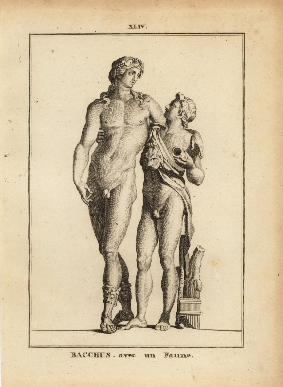 Statue de Bacchus, le dieu romain du vin, et un jeune faune - Unbekannt