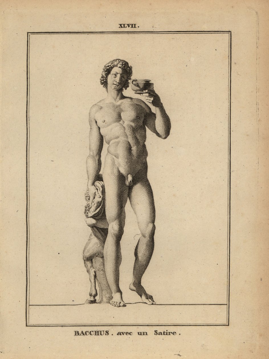 Statue de Bacchus, le dieu romain du vin, nu avec un satyre - Unbekannt