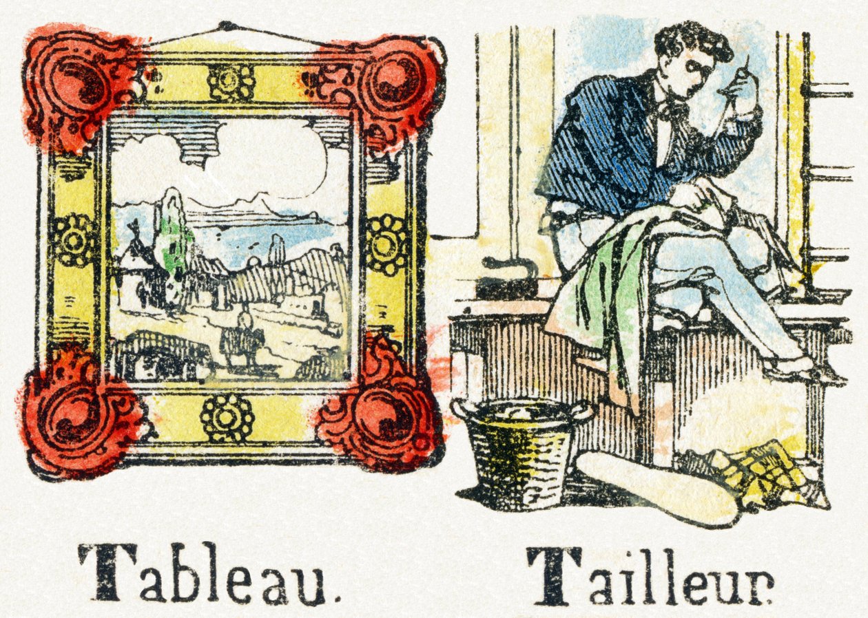 T - Tableau Tailleur - Alphabet de divertissement pour enfants vers 1890 (lithographie) - Unbekannt