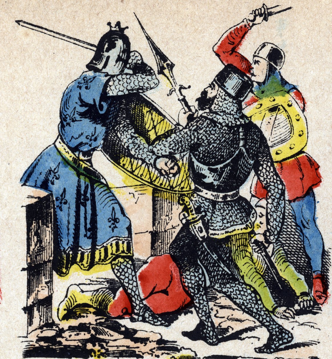 La bataille de Taillebourg entre le roi de France Louis IX et son frère le comte de Poitiers Alphonse contre les armes de leurs vassaux révoltés, Henri III d