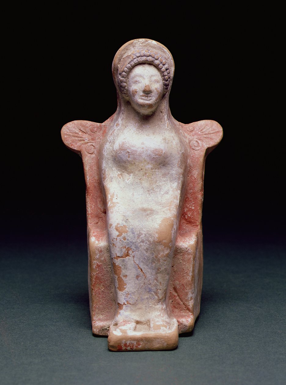 La déesse Athéna, grecque, vers 490 av. J.-C. (terre cuite et pigment) - Unbekannt