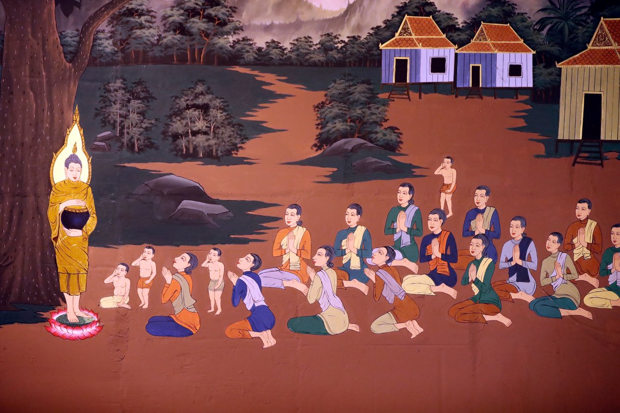 La Vie du Bouddha, Fresque murale, Temple Wat Botum, Phnom Penh, 2022 - Unbekannter Künstler