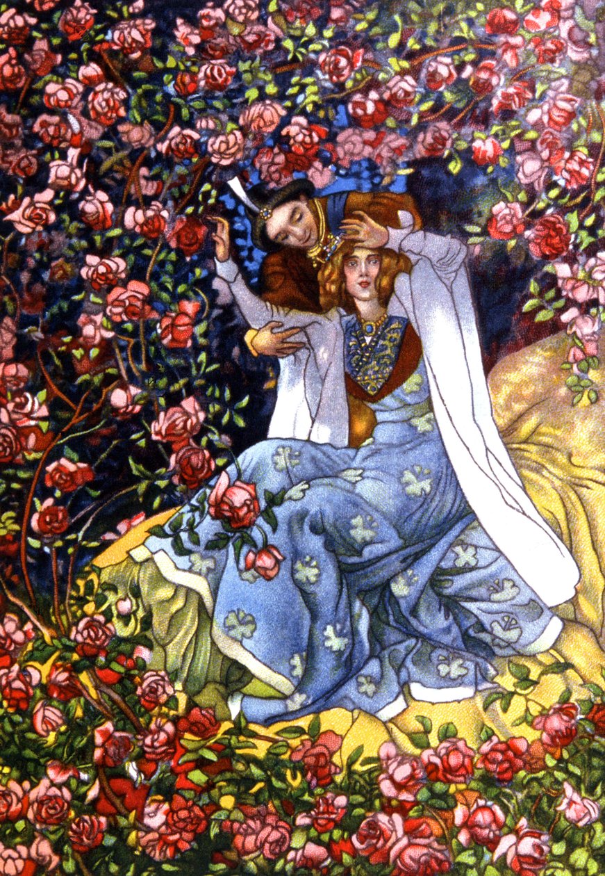 La belle au bois dormant et le prince, vers 1911 (illustration) - Unbekannter Künstler