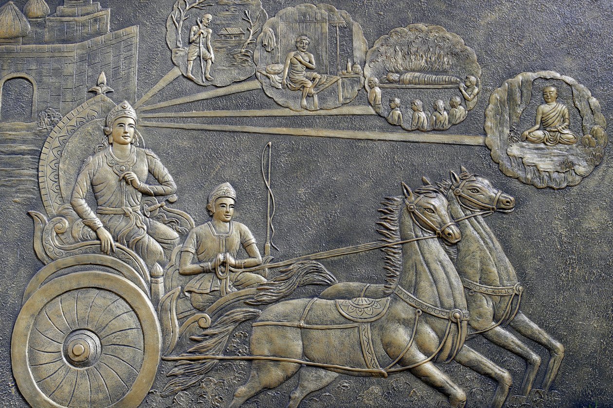 Tinh Xa Ngoc Chau temple bouddhiste, La Vie du Bouddha, Siddhartha Gautama, Le Prince Siddhartha demanda à un cocher de l