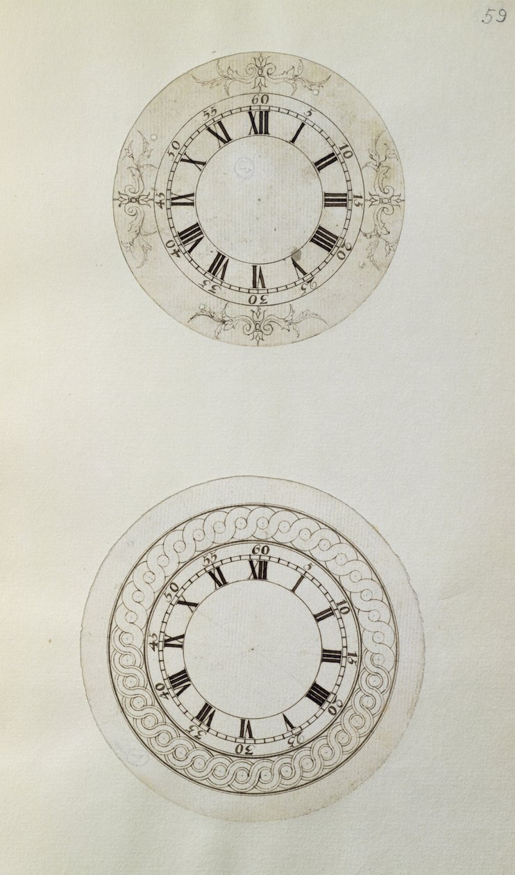 Deux conceptions pour grands cadrans de montre en émail, des notes et dessins mécaniques compilés par John Harrison (1693-1776) et son fils William (c.1726-72) - Unbekannt