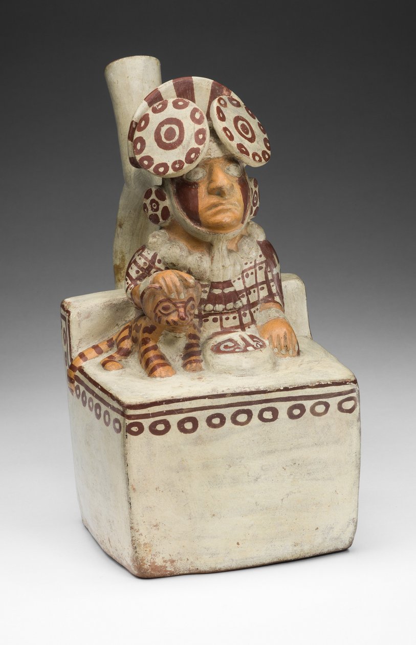 Vase en forme de souverain assis avec un chat des pampas, 250-550 apr. J.-C. - Unbekannt