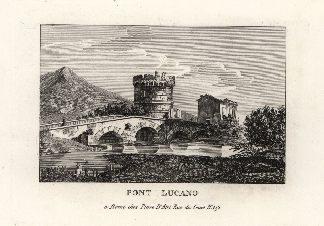 Vue du pont Lucano et du mausolée des Plautii, Pont Lucano ou Ponte Lucano, sur la route de Tivoli - Unbekannt