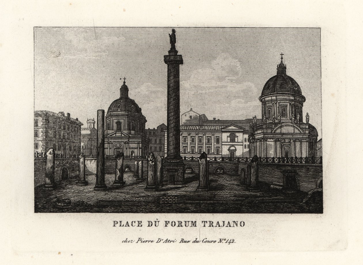 Vue de la Piazza du Forum de Trajan avec la Colonne de Trajan, Rome - Unbekannt