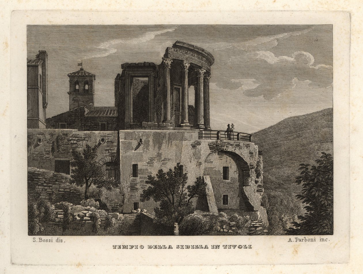 Vue du Temple de Sybil à Tivoli, Tempio della Sibilla à Tivoli - Unbekannt