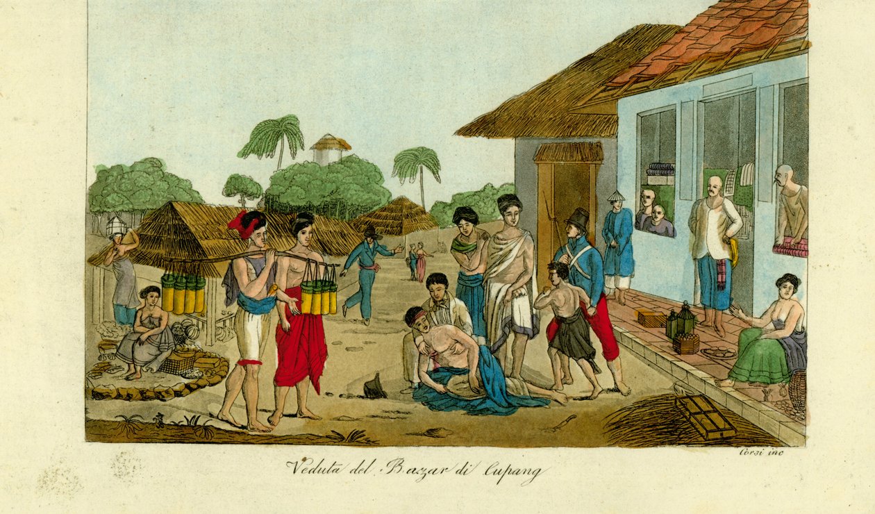 Vue du marché à Kupang, Timor - Unbekannt