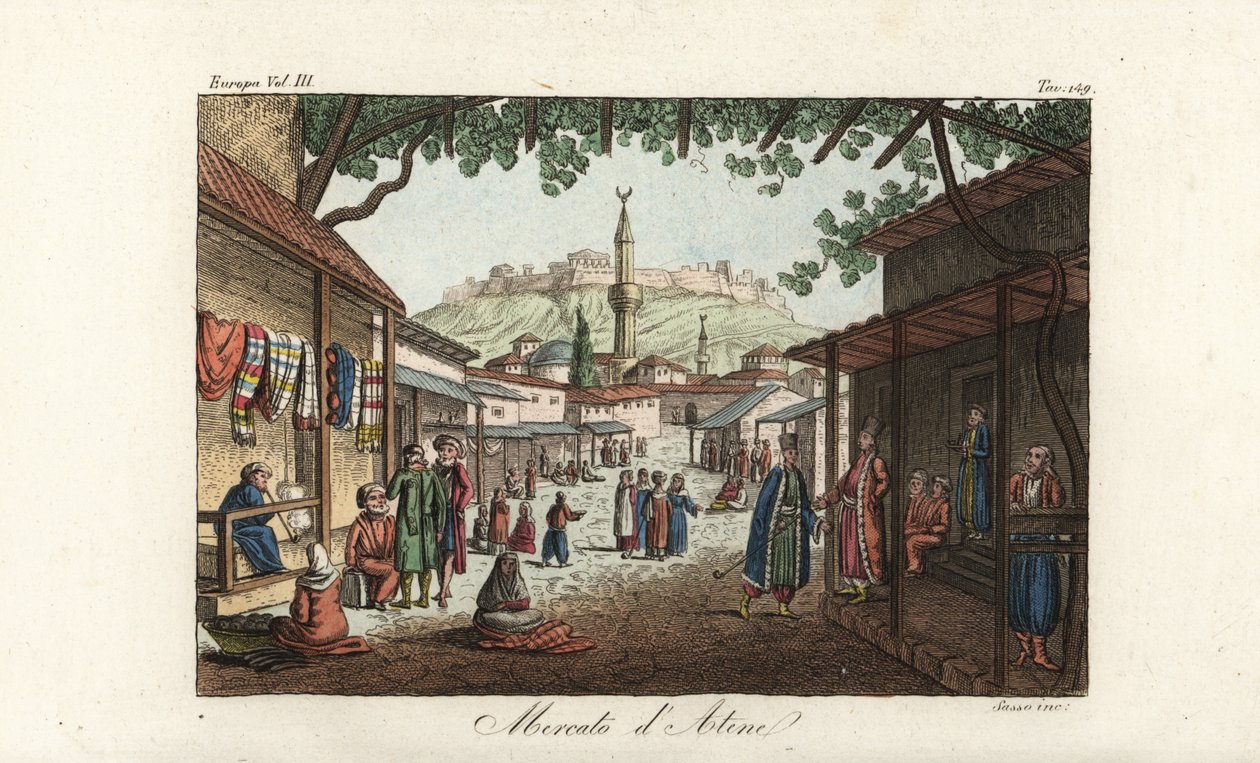Vue du marché ou bazar à Athènes - Unbekannt