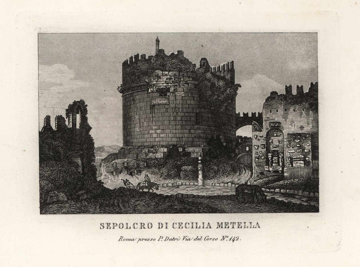Vue de la ruine du Tombeau de Caecilia Metella, Sepolcro di Cecilia Metella, Rome - Unbekannt