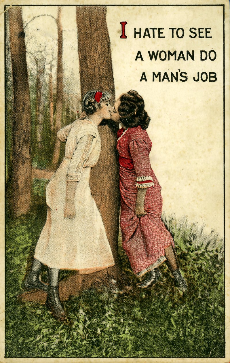 Carte postale vintage montrant deux femmes s