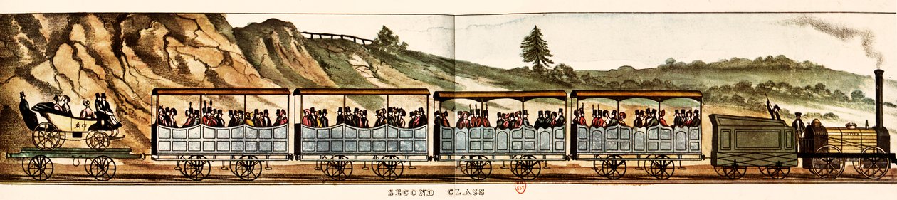 Wagons pour passagers en deuxième classe, chemin de fer Liverpool-Manchester - Unbekannter Künstler