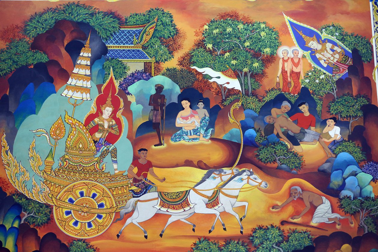 Temple bouddhiste thaïlandais Wat Ananda Metyarama. Peinture de la vie du Bouddha, 20160818, Singapour - Unbekannt
