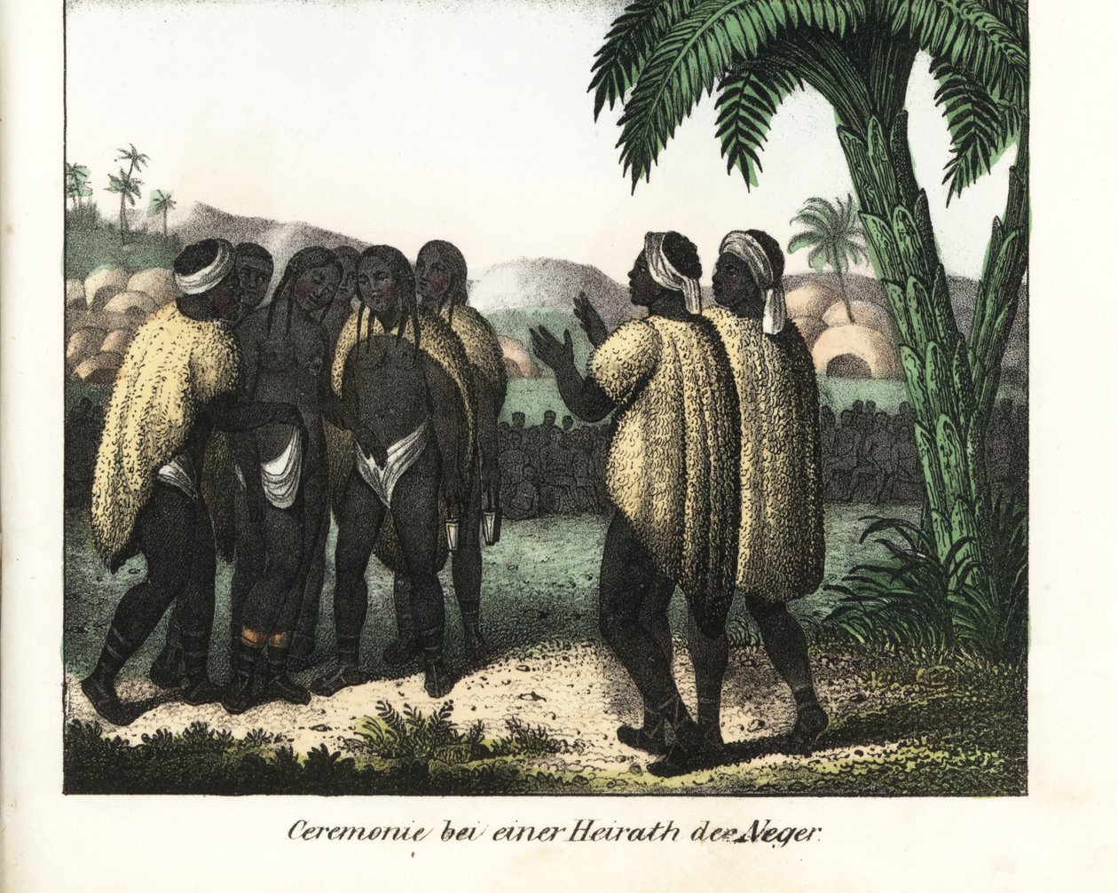 Cérémonie de mariage dans une tribu du Sénégal. Lithographie pour le livre : « Galerie complète en tableaux fidèles des peuples d