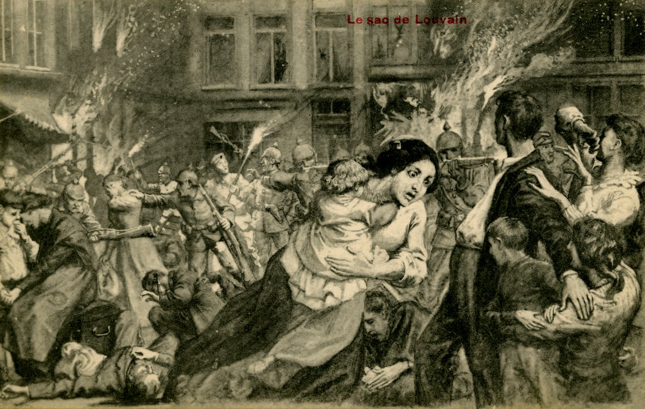Première Guerre mondiale : Destruction de Louvain par les Allemands - Unbekannter Künstler