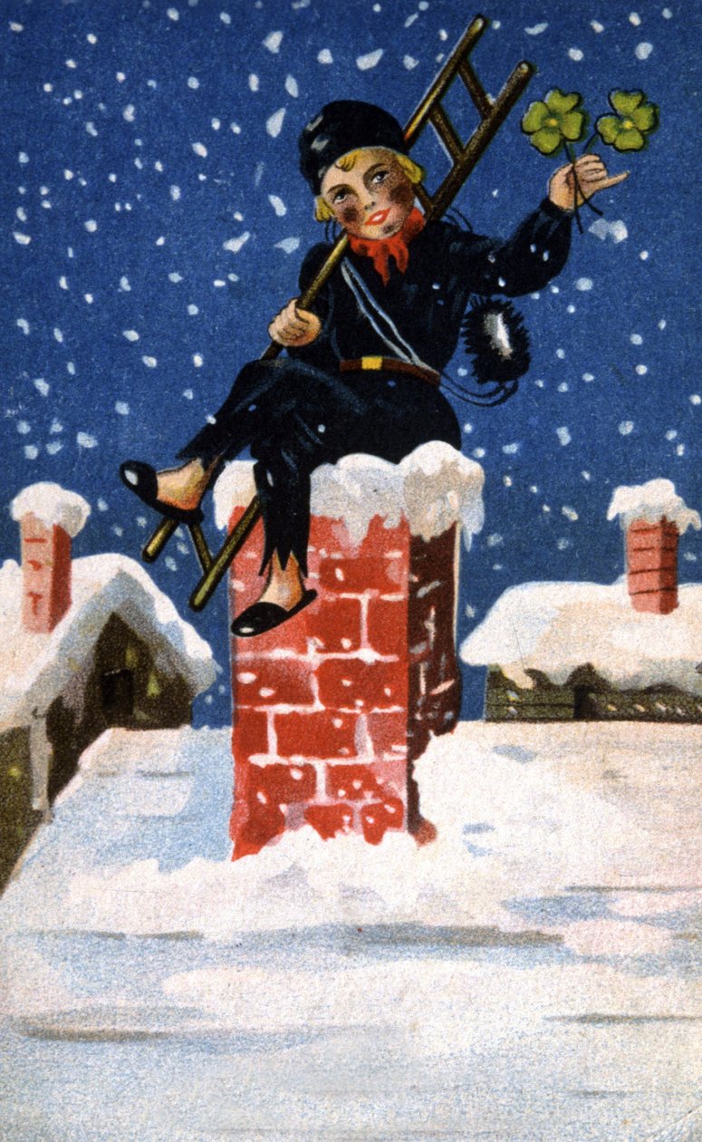 Jeune ramoneur avec un trèfle pour la chance, vers 1920 (illustration) - Unbekannter Künstler
