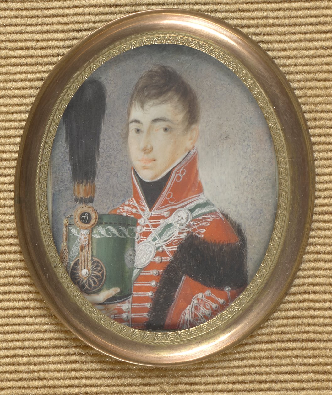Officier autrichien avec casquette et plumet à la main - Unbekannter Künstler