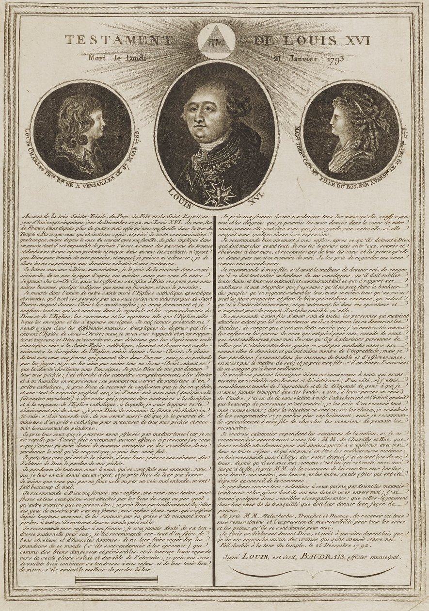 Testament de Louis XVI - Unidentified