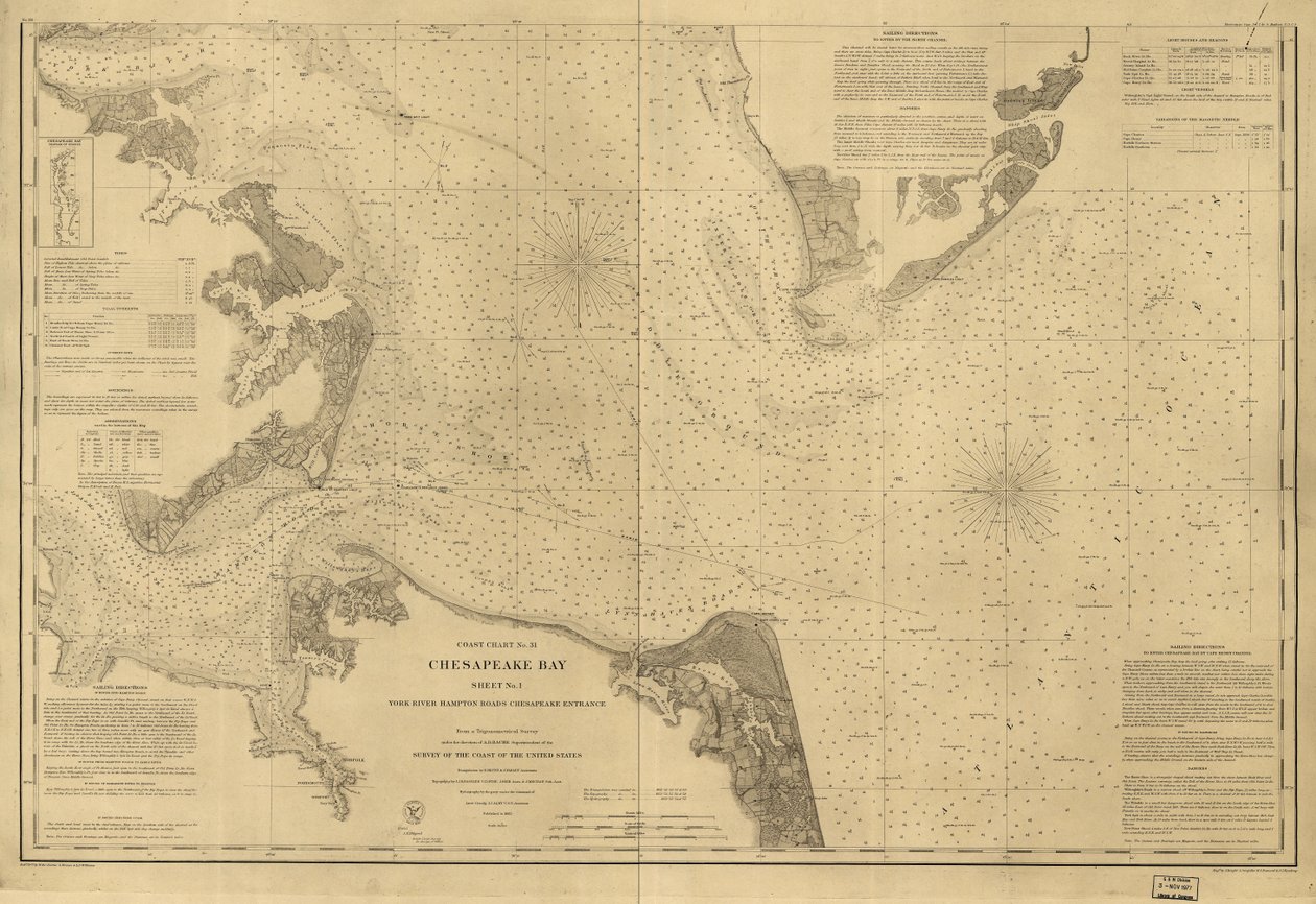 Baie de Chesapeake, feuille n° 1, York River, Hampton Roads, entrée de Chesapeake ... LOC 99447134 - United States Coast Survey