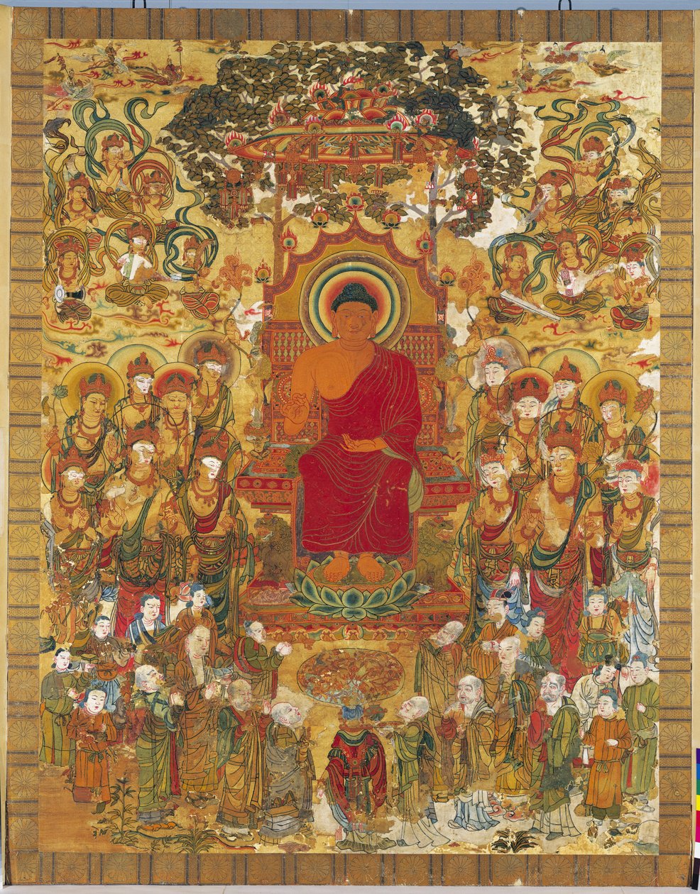 Broderie illustrant Sakyamuni prêchant - Unknown
