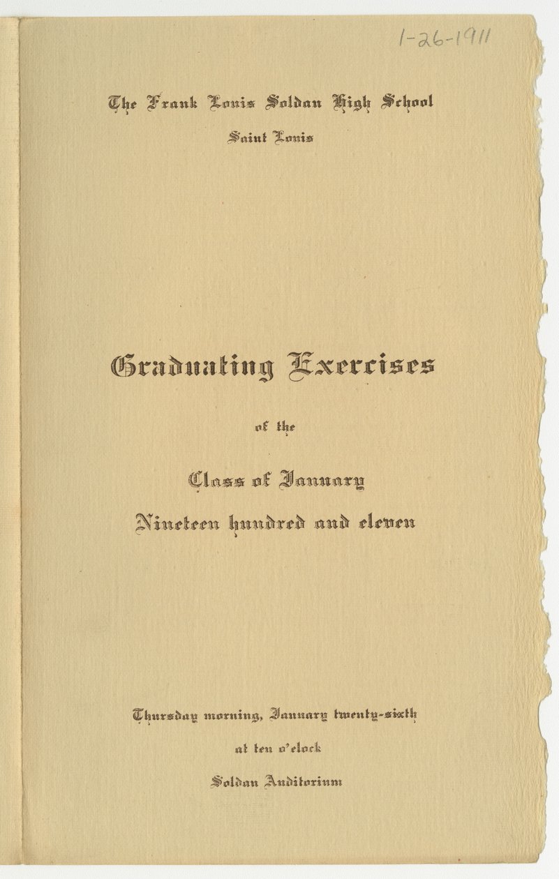 Programme des exercices de remise des diplômes de la classe de janvier 1911 à Frank Louis Soldan High School, St. Louis - Unknown