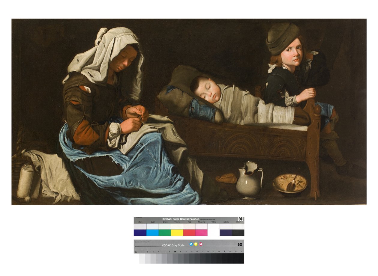 Mère cousant avec deux enfants - Unbekannt Unbekannt
